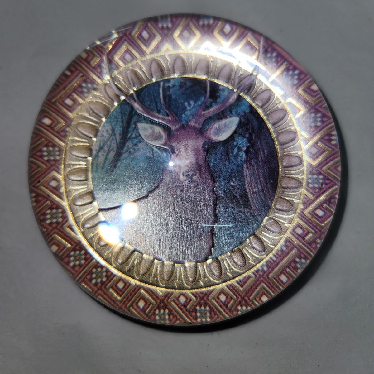 Crystal Punch Studio Made in France Paper Weight Deer Buck Office Domed
