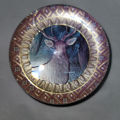 Crystal Punch Studio Made in France Paper Weight Deer Buck Office Domed