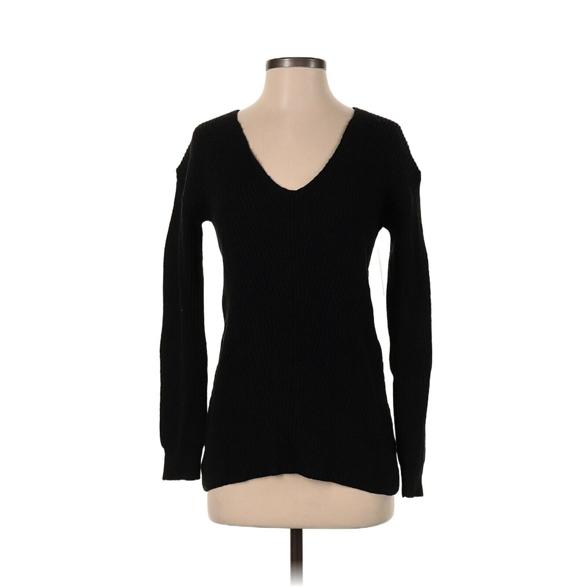BP. V-Neck Rib Knit Long Sleeve Sweater Size XXS/2XS Black NWT