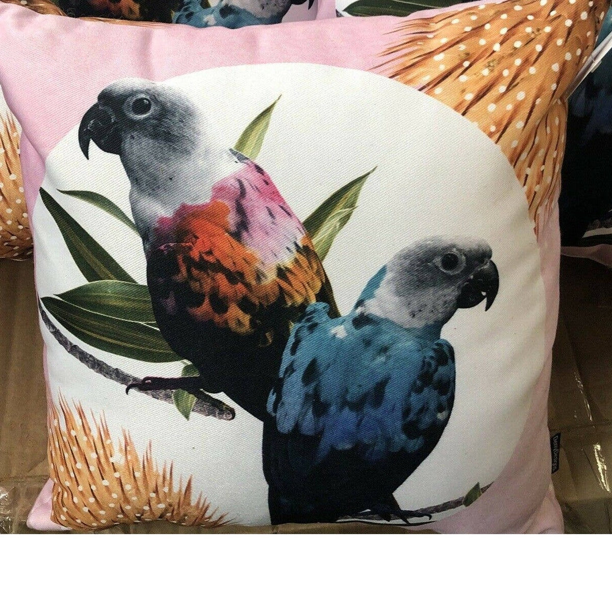 Deny Design Jolly Parrots 16" X 16" Throw Pillow Pink Multi Square Tropical Bird