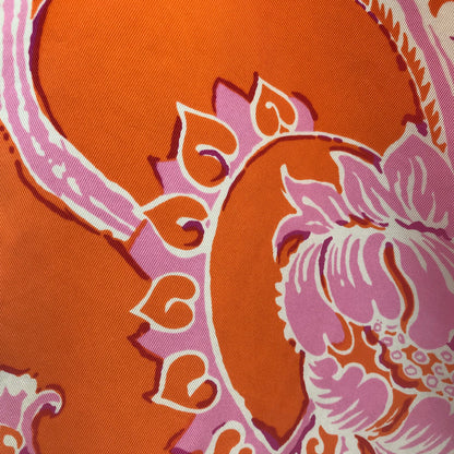 Ann Taylor Floral Print Knee Length Pencil Skirt Silk Orange Pink 2
