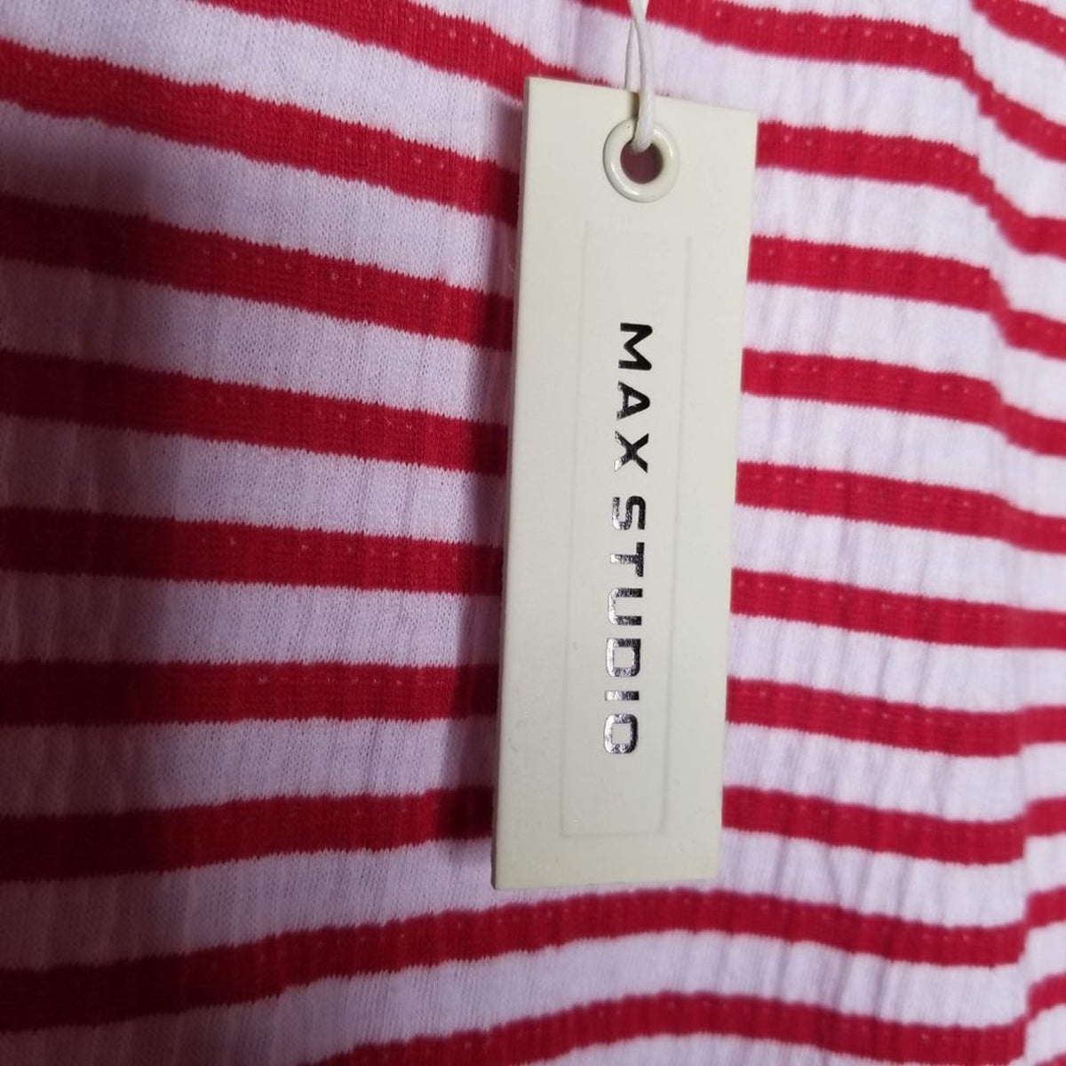 Max Studio Stripe Cinched Drawstring Tank Top Red White Sleeveless SMALL blouse