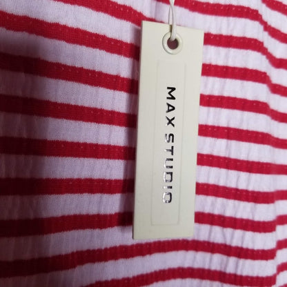 Max Studio Stripe Cinched Drawstring Tank Top Red White Sleeveless SMALL blouse
