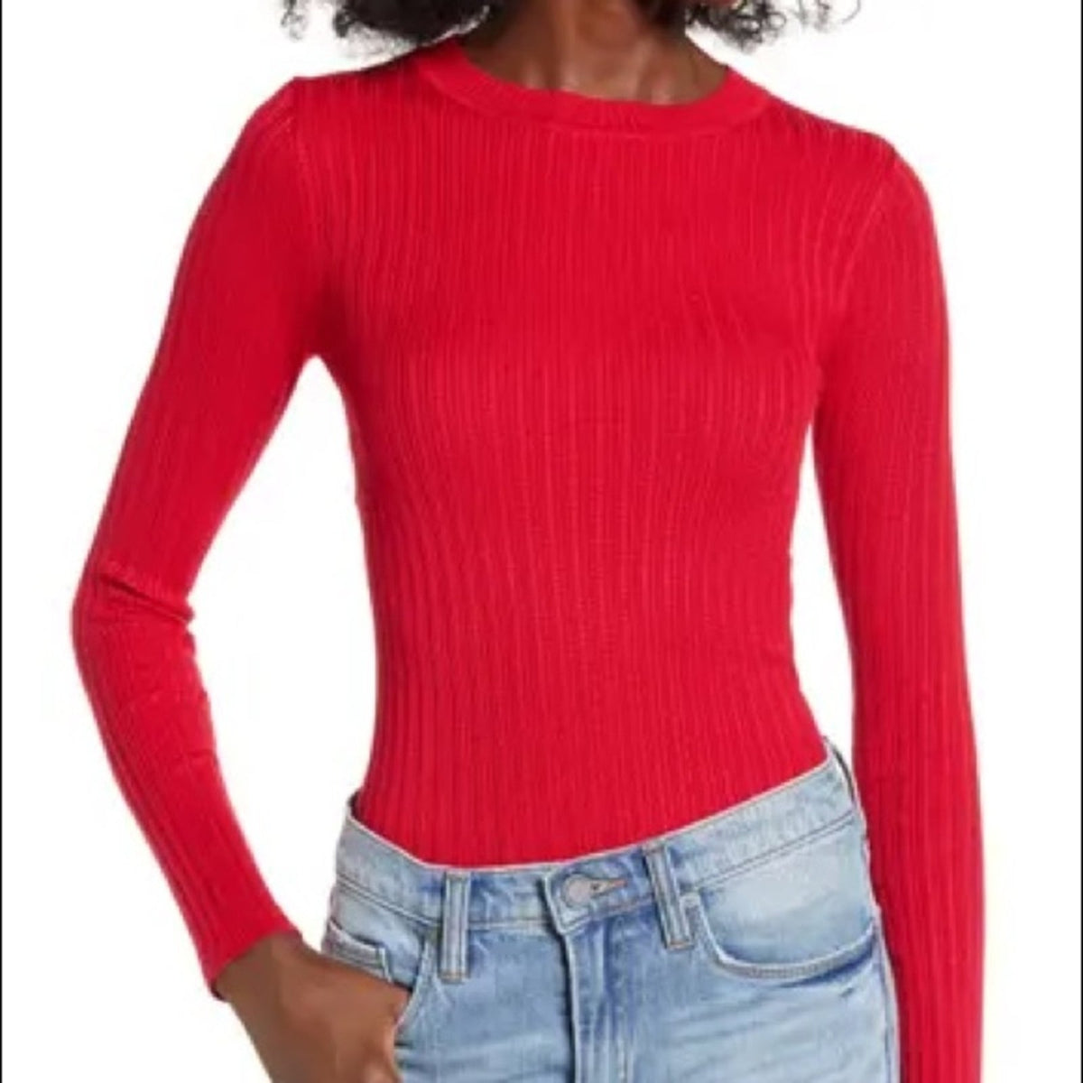 Love by Design NWT Red Skivvy Ribbed Sweater Large