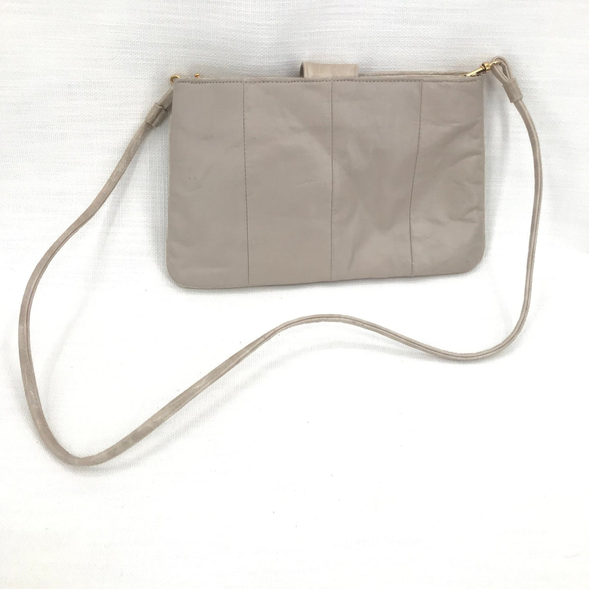 Leather Vintage Faux Leather Crossbody Bag Snap Closure Tan Clutch 1970s