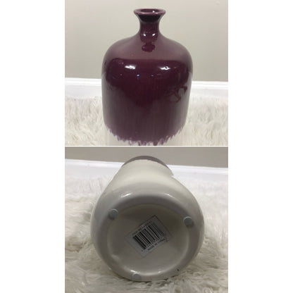 Sagebrook Home 15 in. Purple/White Ombre Vase Small Opening for Flowers NEW