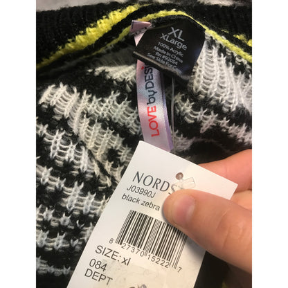 LOVE BY DESIGN NWT Black Zebra Pullover Sweater Long Sleeves XL