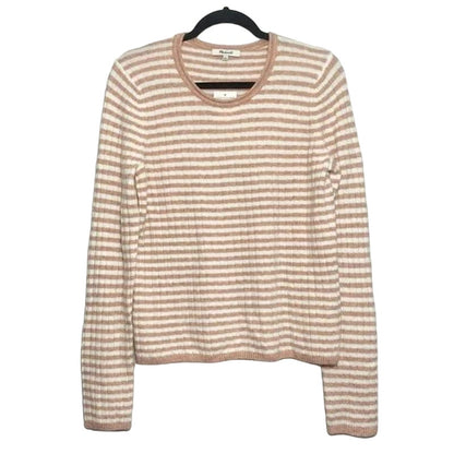 Madewell Women's Sweater Large Heather Carnation Stripe NEW Scoop Boat Neck