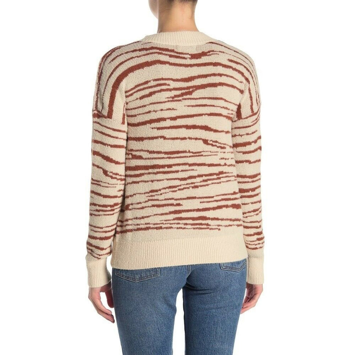 4SI3NNA Sweater Women's Small Zebra Tan Brown Nylon Blend