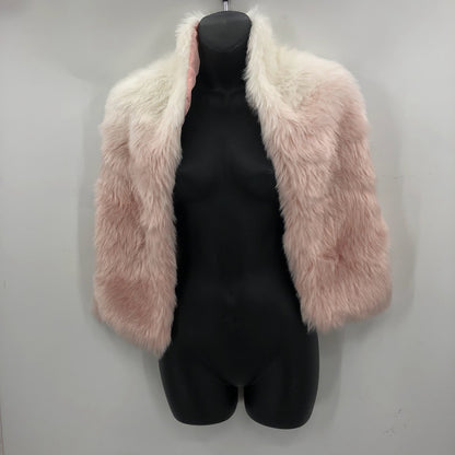 INC faux fur stole wrap Pink White ombre NEW lined NEck scarf warmer