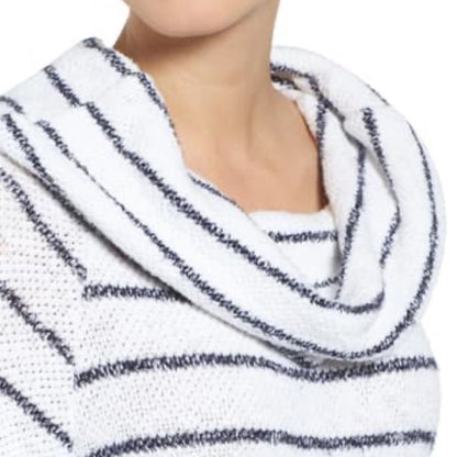 Caslon Convertible Off The Shoulder Pullover Small Cowl Neck Striped Sweater top