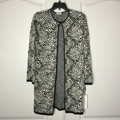 Calvin Klein Cardigan Sweater Open XS Animel Print Straight Hem NEW OVERSIZED
