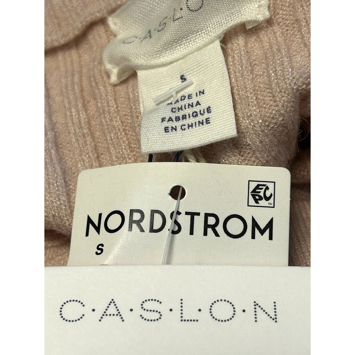Caslon NWT Hooded Pullover Sweater Pink Peach Long Sleeve Ribbed Knit Size Small