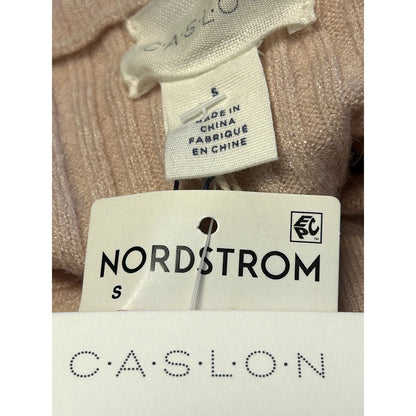 Caslon NWT Hooded Pullover Sweater Pink Peach Long Sleeve Ribbed Knit Size Small