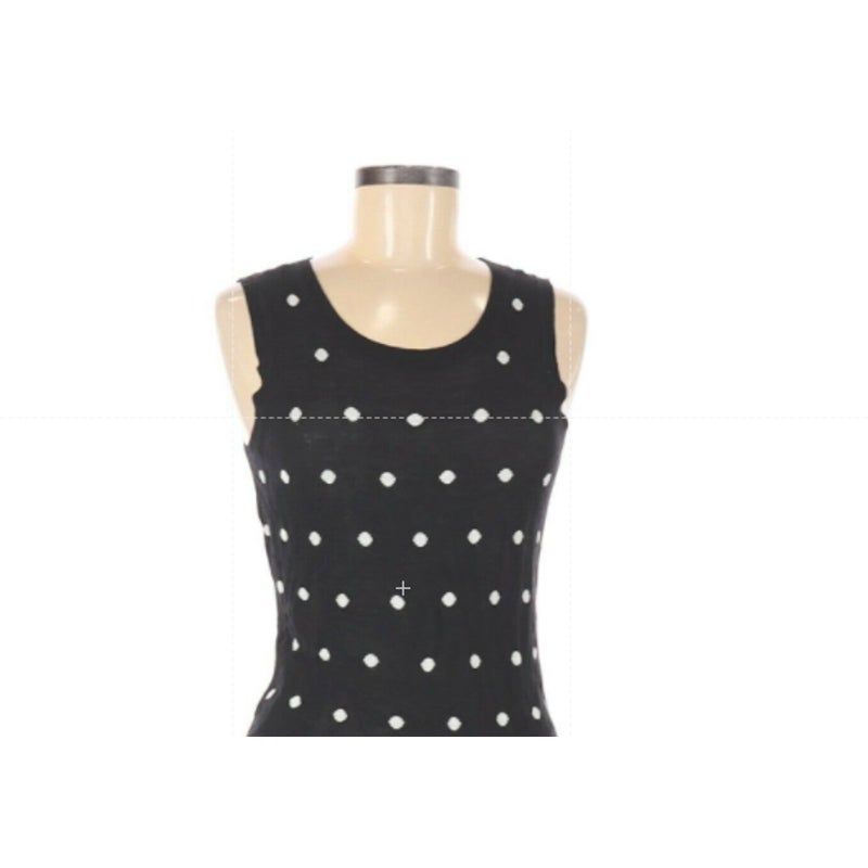 Halogen Pullover Sleeveless Sweater Scoop Neck Black Polka Dot Print Medium NEW
