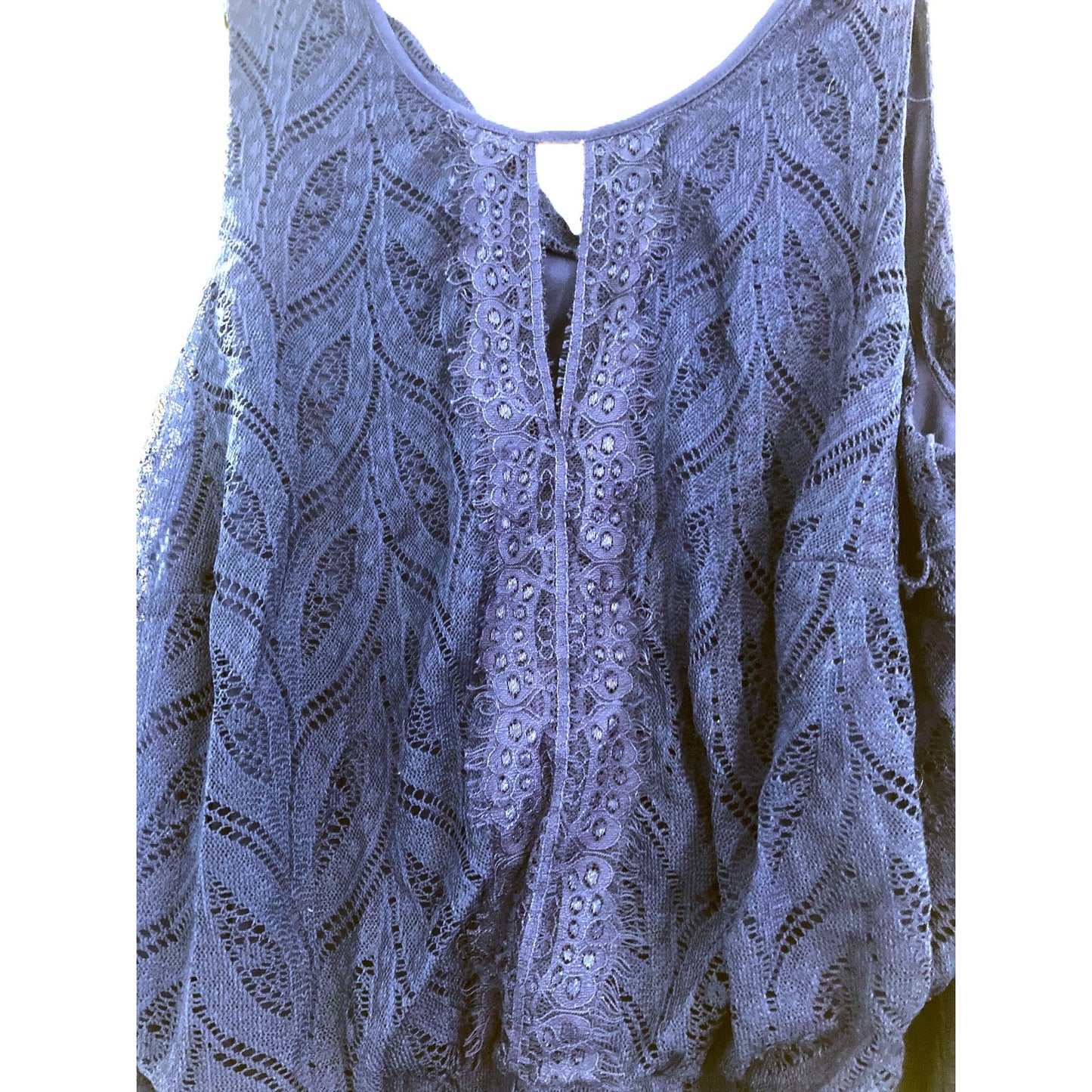 Sleeveless Peplum Waist Lace Overlay Maxi Dress Sz XL/Extra Large Blue