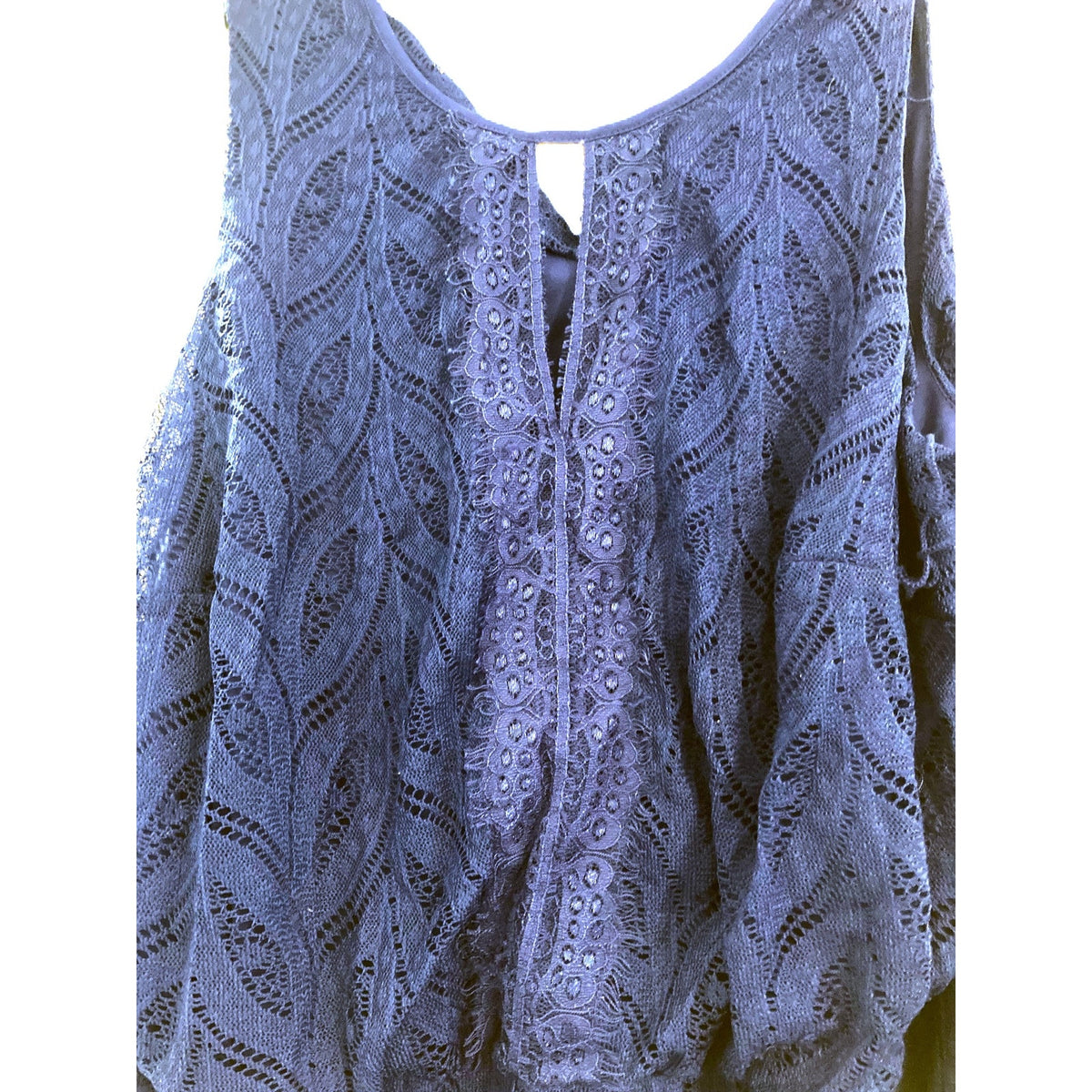 Sleeveless Peplum Waist Lace Overlay Maxi Dress Sz XL/Extra Large Blue
