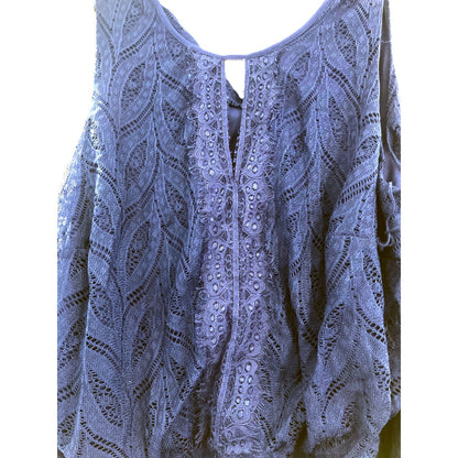 Sleeveless Peplum Waist Lace Overlay Maxi Dress Sz XL/Extra Large Blue