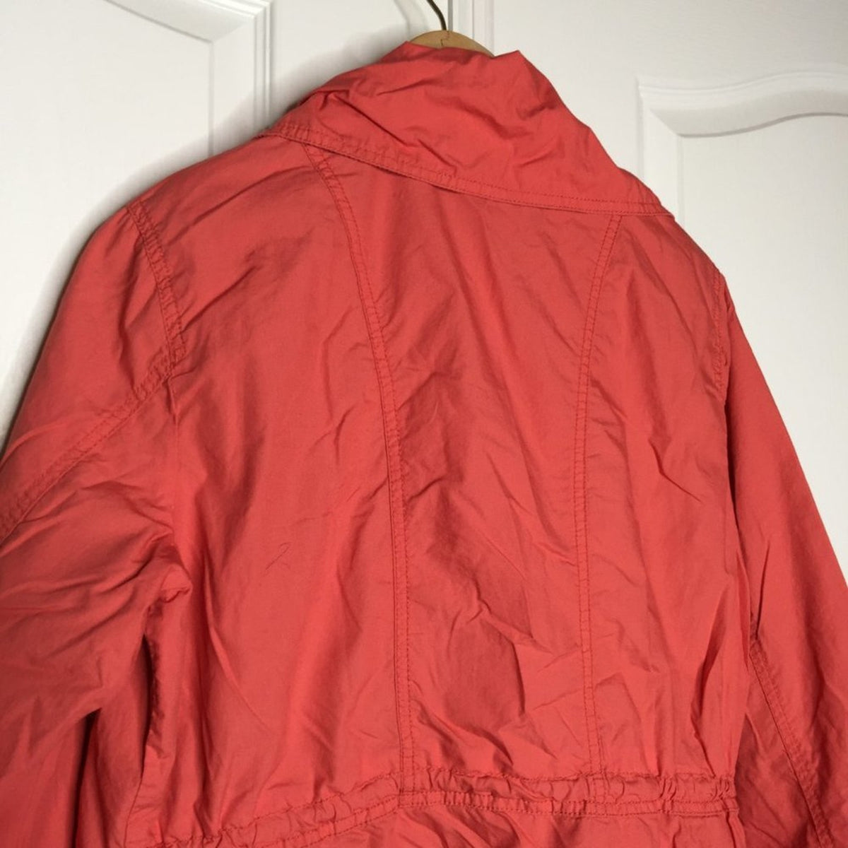 Chico's Snap Button Jacket Long Sleeve Zip Pockets Solid Red Size Large or 2