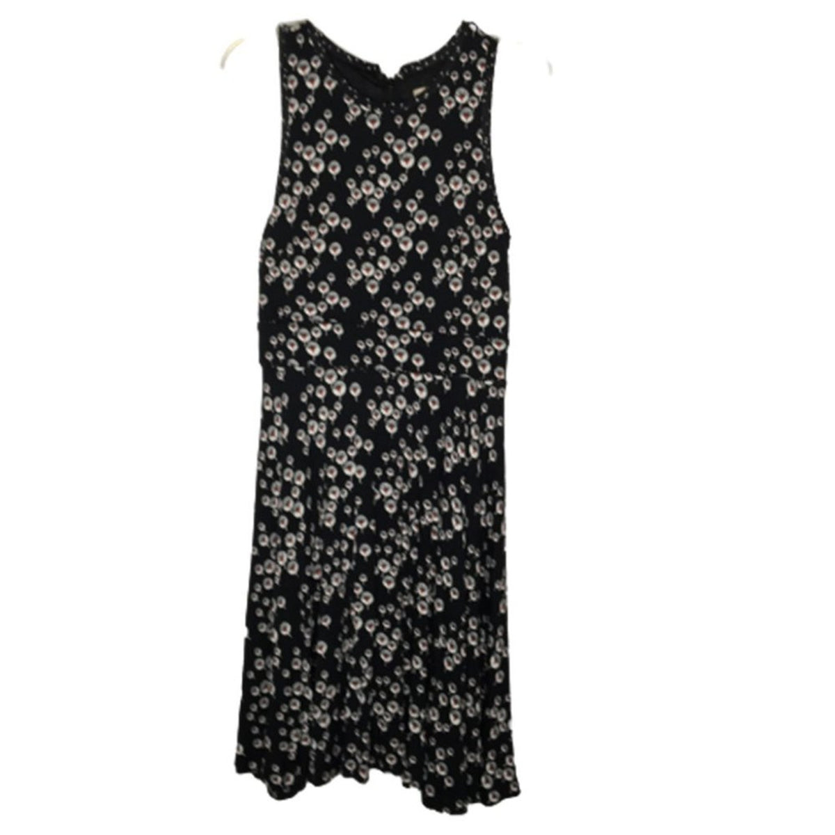 Ann Taylor Loft Tank Dress Back Zip Boat Neck Floral Black / White Size 4 Casual