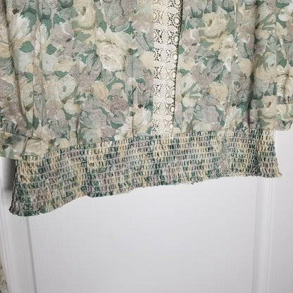 Jonathan Logan Vintage 2 Piece Set Top & Elastic Waist Pleated Skirt FLORAL 12