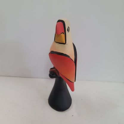 Handmade bird Mexico wood signed Gabriel 1993 vintage 8"