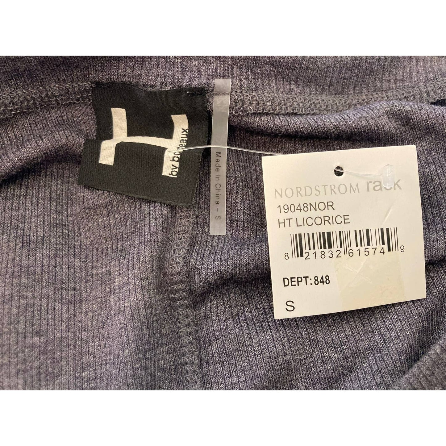 H by Bordeaux Rib Knit Center Seam Top Sz Small in Heather Licorice Blue NWT