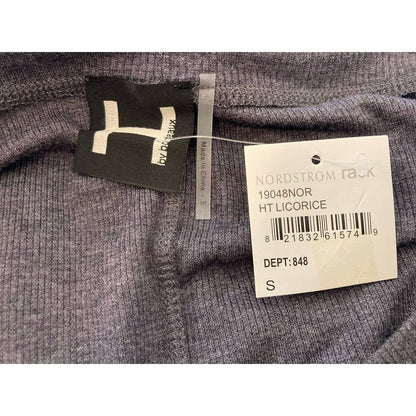 H by Bordeaux Rib Knit Center Seam Top Sz Small in Heather Licorice Blue NWT