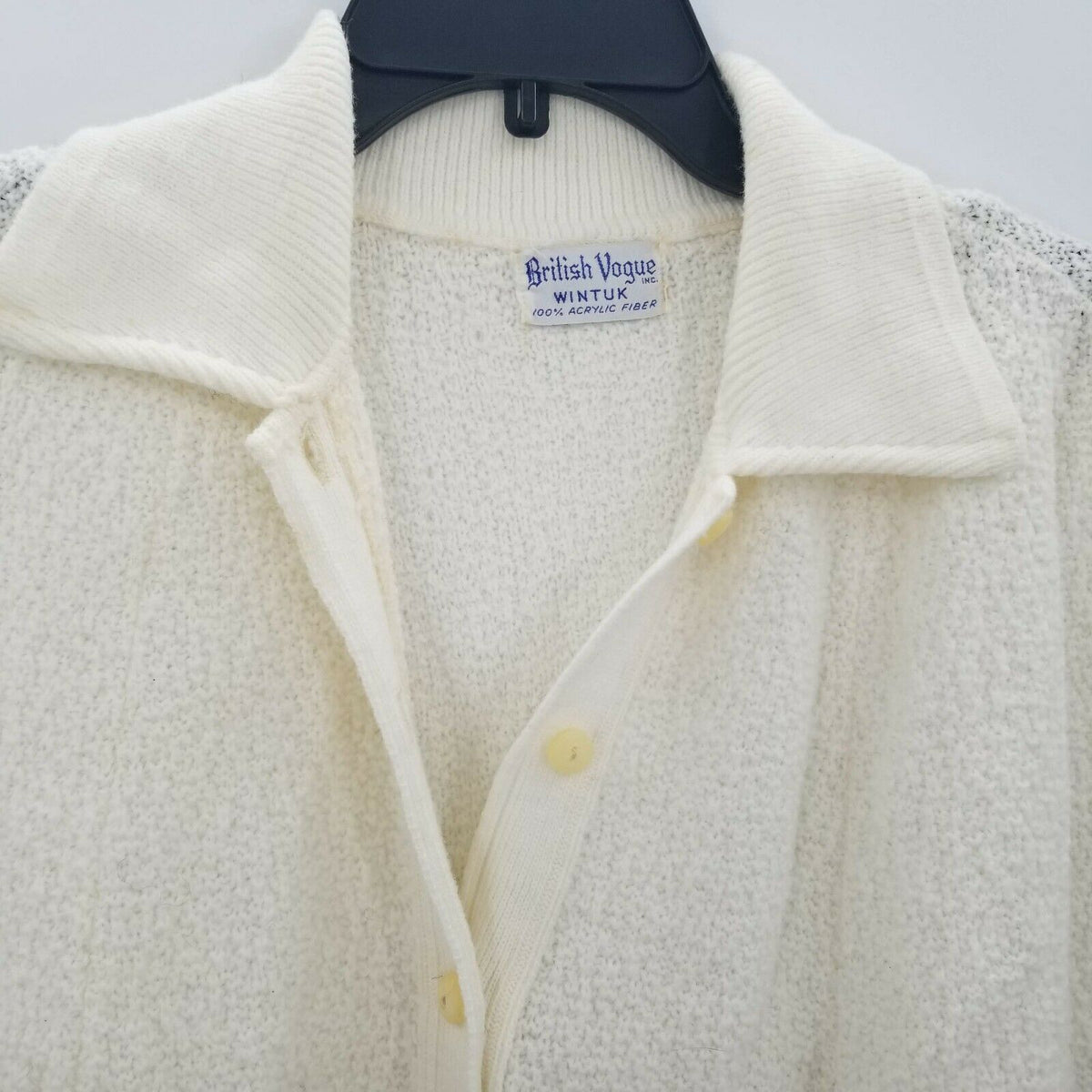 British Vogue Cardigan Button Poncho BOHO Poncho Arm Sleeves Collared Neck Ivory