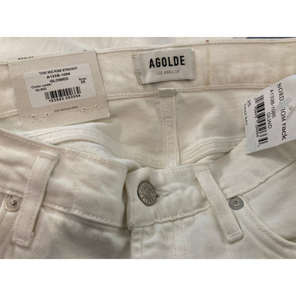 Agolde Toni Mid Rise Chewed Hem Straight Soft Denim Jeans Size 25 in Glowed NWT