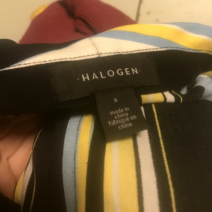 Halogen NWT Black Lucinda Stripe Soft Tie Waist Blazer Jacket Open Front Small