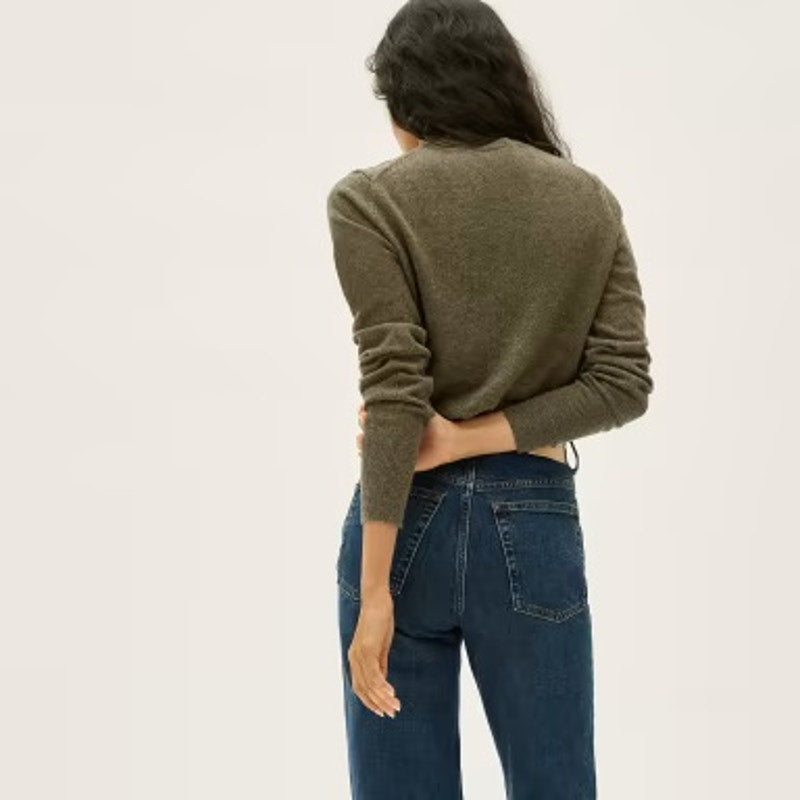 Everlane NWT Cashmere Crew Sweater Long Sleeve Green Loden Size XS
