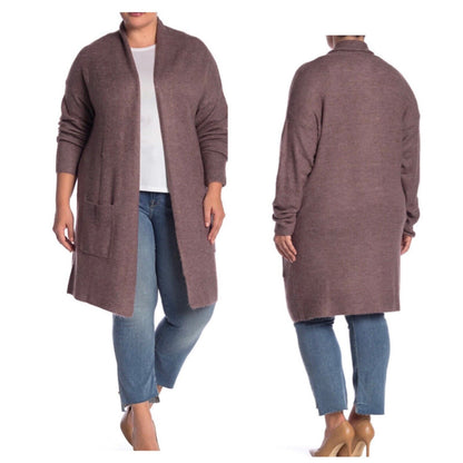 Susina NEW Small cardigan long sleeve mauve heat Travel Shawl Collar Open Front