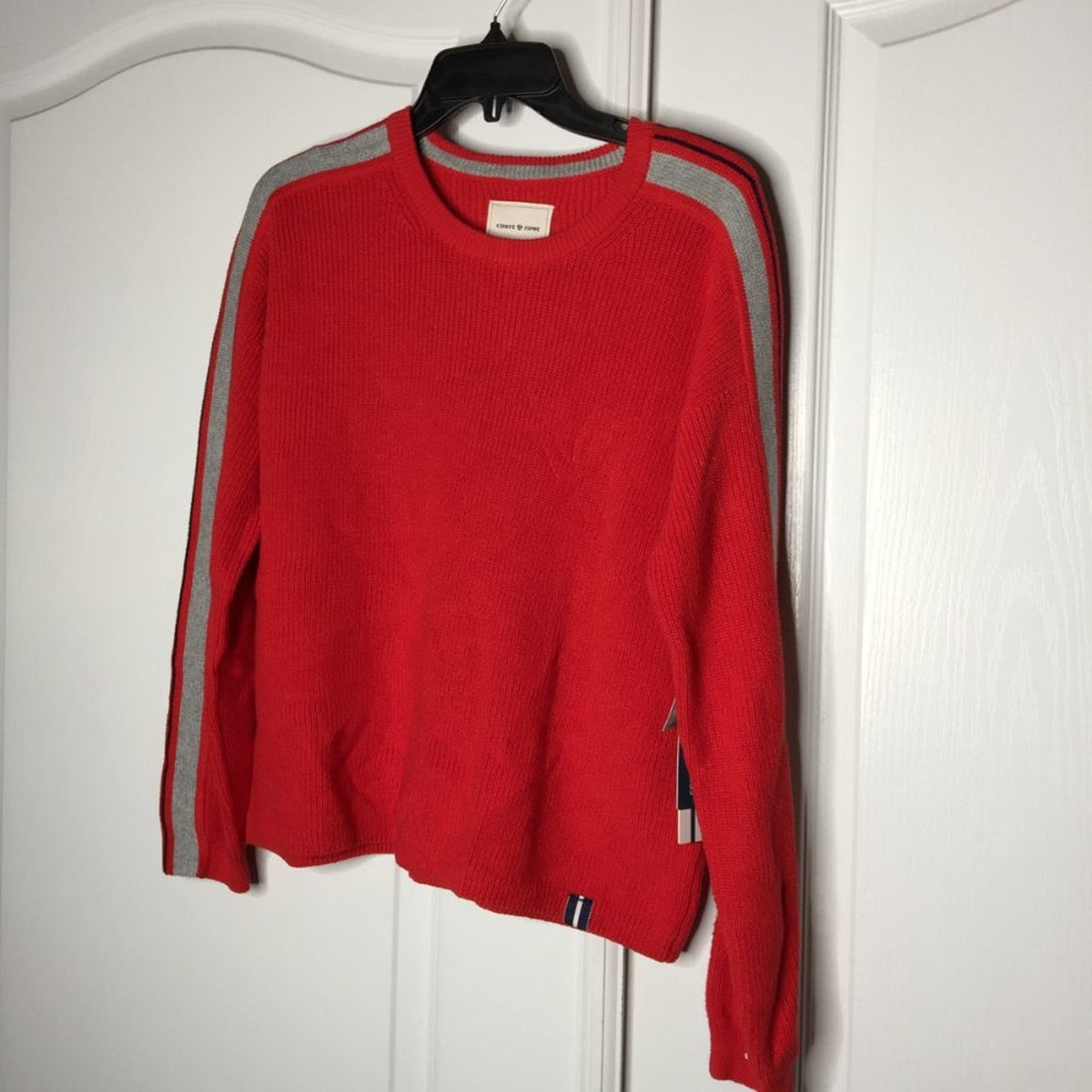 Court and Rowe Pullover Sweater Long Sleeve Striped Red  White XS extra small