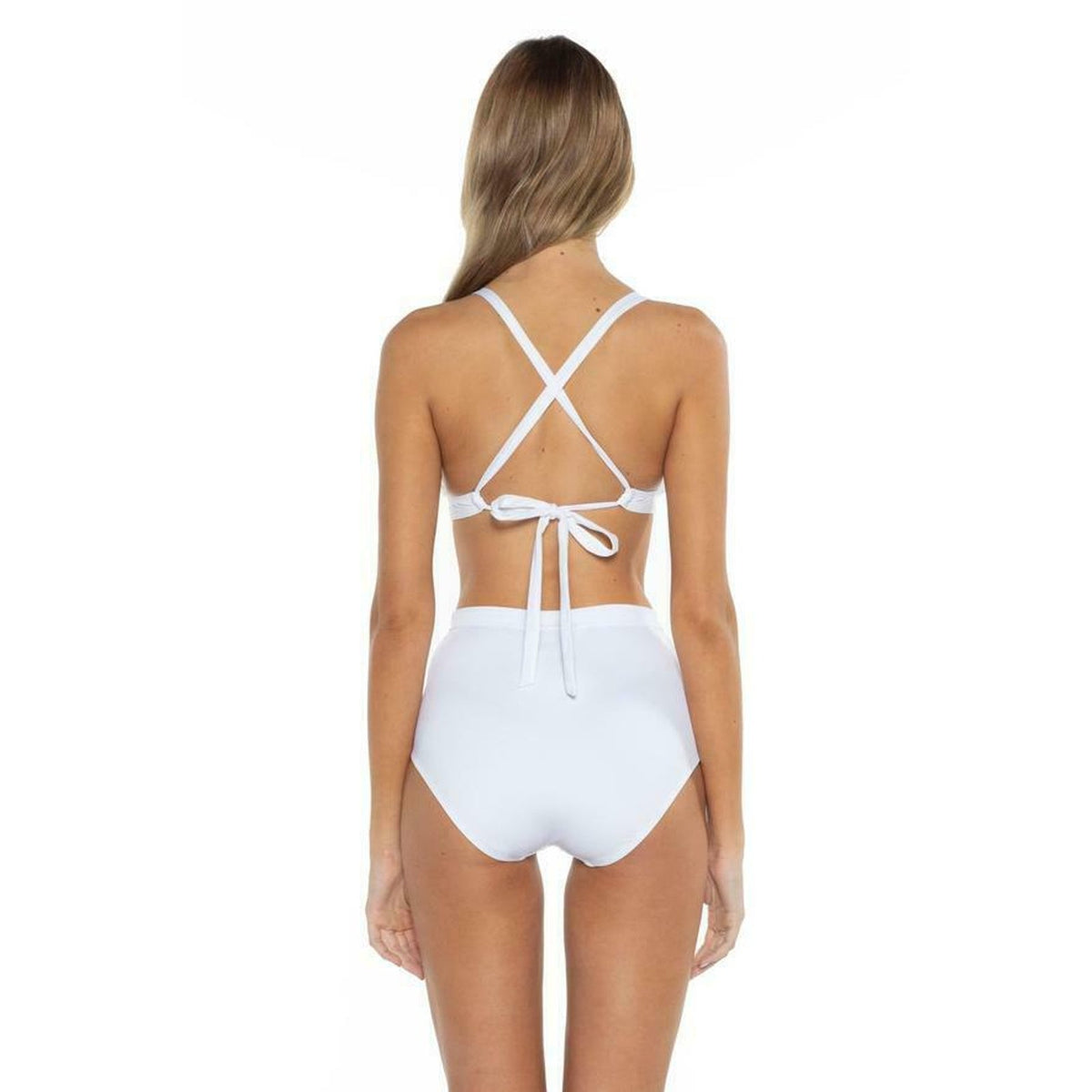 Mossimo Del Mar Camilla Bralette Bikini 2 Pc SwimWear High Waist Small White