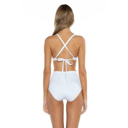 Mossimo Del Mar Camilla Bralette Bikini 2 Pc SwimWear High Waist Small White