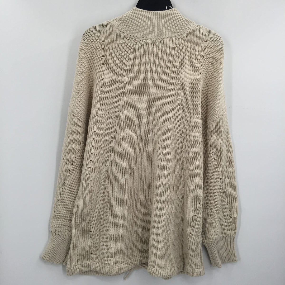RDI Tunic Sweater Mock Neck Kangaroo Pockets Ribbed White Beach Size Medium