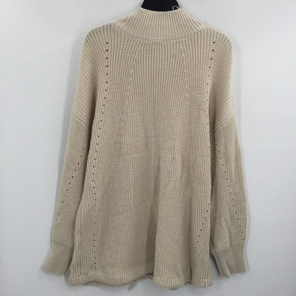 RDI Tunic Sweater Mock Neck Kangaroo Pockets Ribbed White Beach Size Medium