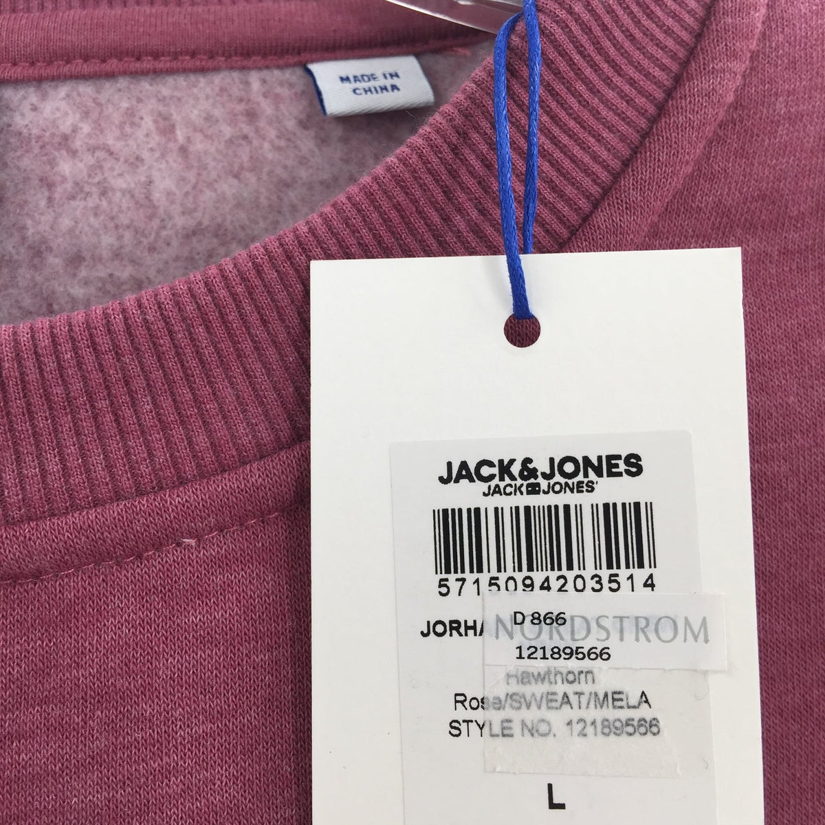 Jack & Jones Pullover Sweatshirt Original Long Sleeve Crew Neck Red Size Large