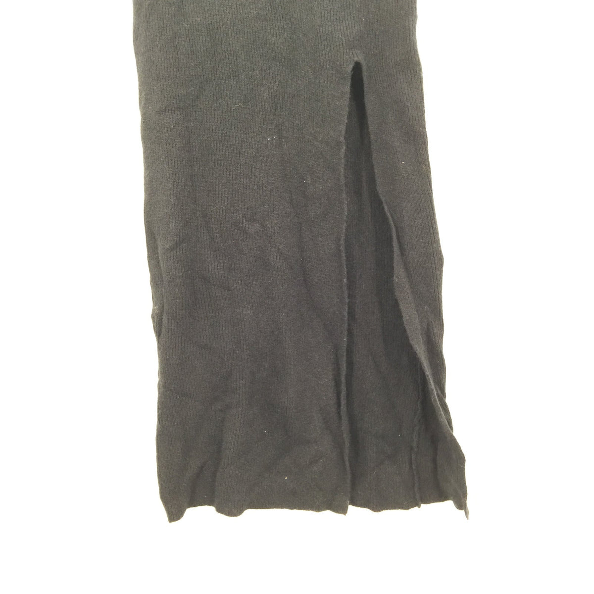 Leith Ribbed Side Slit Sweater Dress Long Sleeve Square Neck Black LIGHT Small