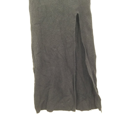 Leith Ribbed Side Slit Sweater Dress Long Sleeve Square Neck Black LIGHT Small