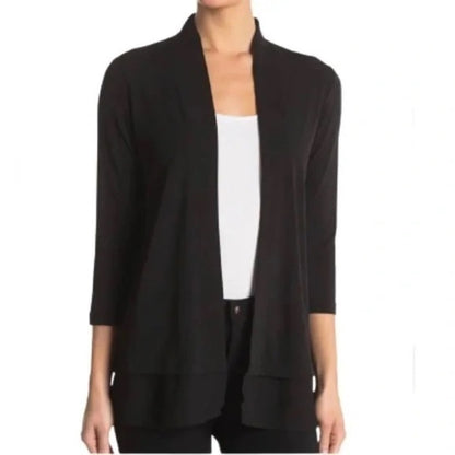 T Tahari NWT Open Front Cardigan Black Sheer Hem Size 1X