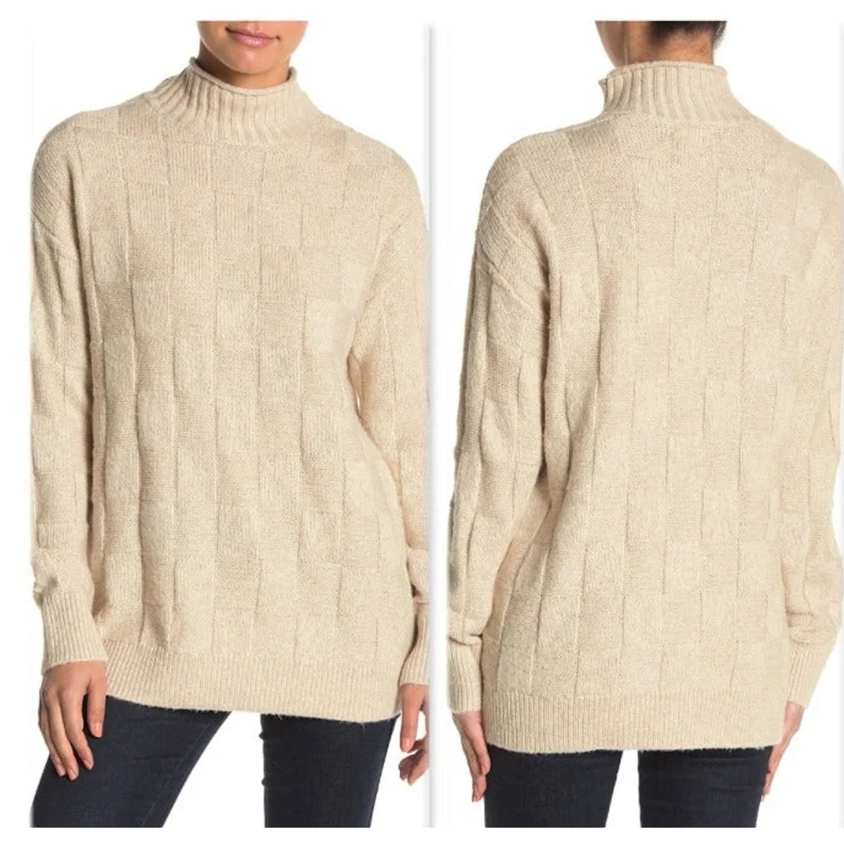 Abound NWT Basket Stitch Knit Pullover Sweater Beige Oatmeal Size XS