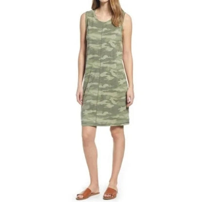 Caslon Sleeveless T-Shirt Dress XS/Extra Small Green Spring Camo NEW Muscle Tank