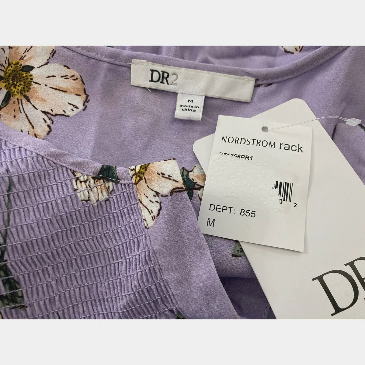 DR2 by Daniel Rainn Smocked 3/4 Sleeve Mini Dress Sz Medium in Lavender NWT