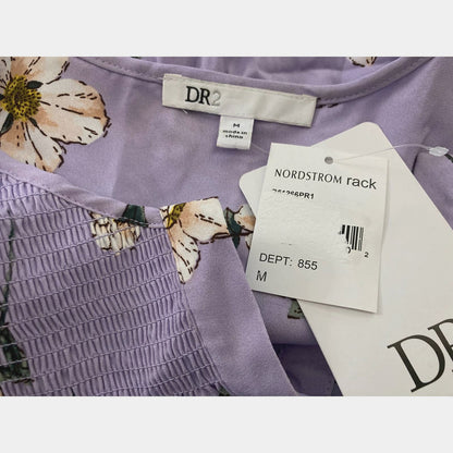 DR2 by Daniel Rainn Smocked 3/4 Sleeve Mini Dress Sz Medium in Lavender NWT