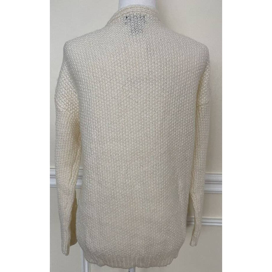 CENY Grandpa Mixed Cable Knit Cardigan Sweater Size Small in Natural/Ivory NWT