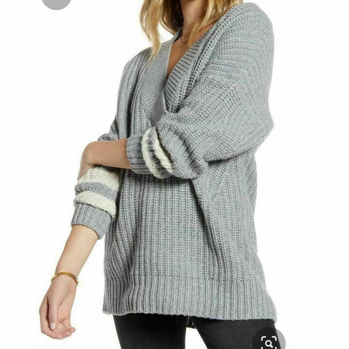 Treasure & Bond V-Neck Pullover Knitted Sweater Dolman Sleeve XXL Grey NEW 2XL
