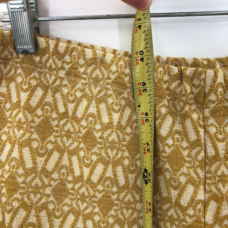 Vintage poly wide bell bottom leg pants elastic waist textured fabric MCM M/L