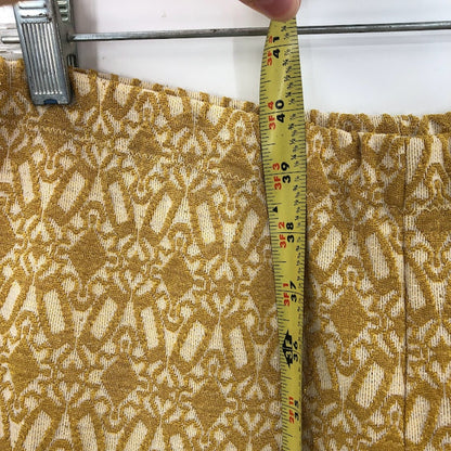 Vintage poly wide bell bottom leg pants elastic waist textured fabric MCM M/L